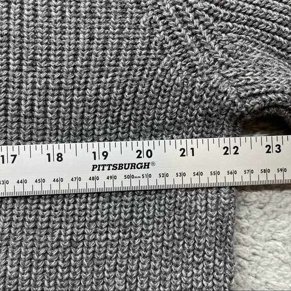 LL Bean Shawl Collar Cotton Sweater Size L Gray elbow patches - Picture 6 of 9